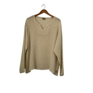 Island Importer Womens Linai Shirt Sz M Yellow Yoga  Meditation Lagenlook Hippie